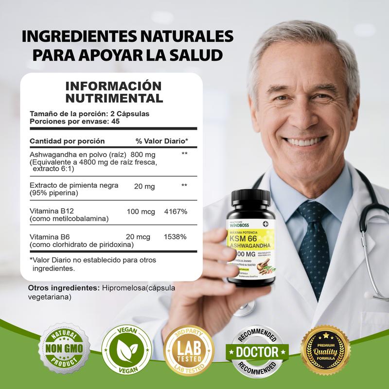 Persona relajada y llena de energía tomando sus cápsulas de Ashwagandha al aire libre