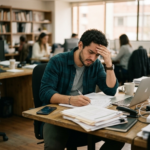 Persona perdiendo una llamada importante por tener el teléfono guardado