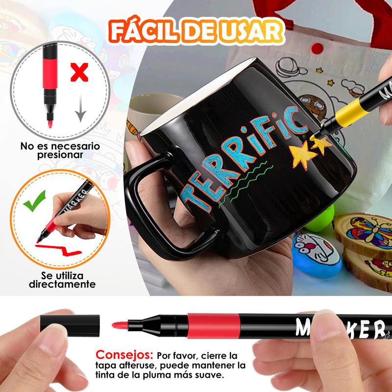 Mano decorando un zapato blanco con marcadores acrílicos LIGUTEC de colores vibrantes